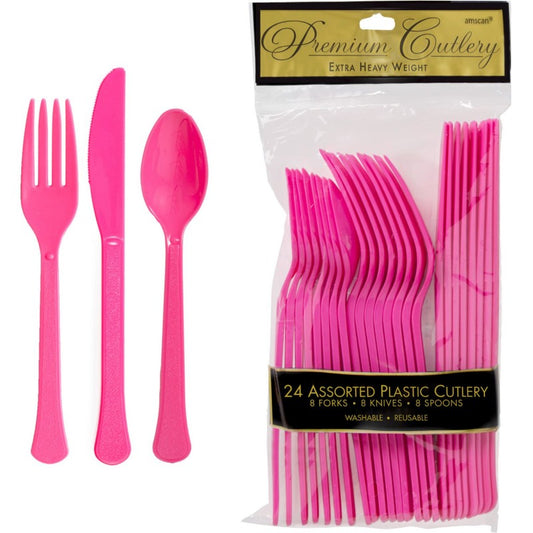 HOT PINK PLASTIC CUTLERY