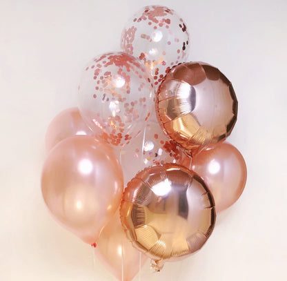 Rose Gold Balloons Rose Gold Balloon Bouquet Copper Balloons Confetti