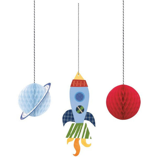 Outer Space Birthday Party Hanging Decor, 3 piece set, Space Party, Rocket Party