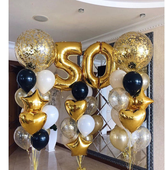 Black, White & Gold Age Birthday Grand Bouquet