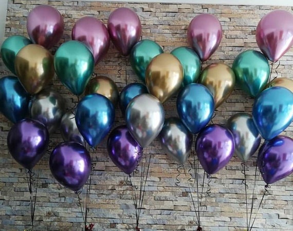 Helium Filled Chrome 11'' Latex Balloons