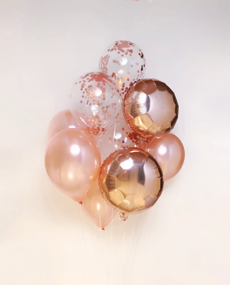 Rose Gold Balloons Rose Gold Balloon Bouquet Copper Balloons Confetti