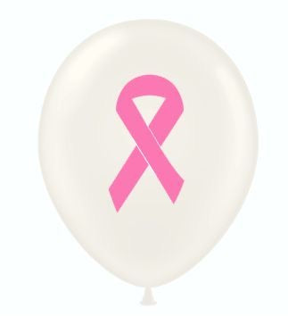 Breast Cancer Ribbon White 12” Latex