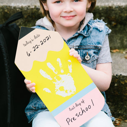 First or Last Day of School Reversible Pencil Handprint Sign