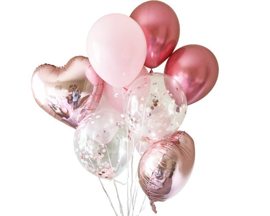 Pink Heart of Love Confetti Balloon Bouquet