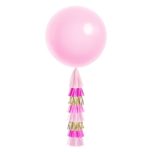 Giant Balloon with Tassels - Pink & Gold