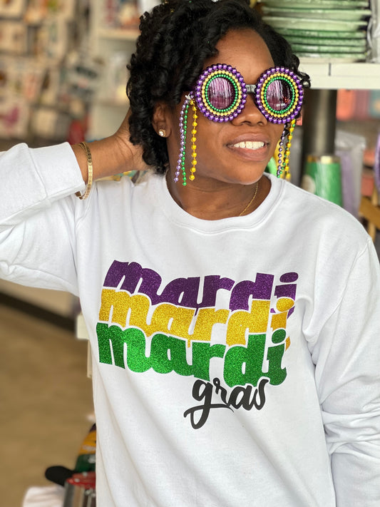 Mardi Gras Glitter Sweater