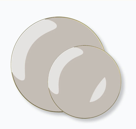 Round Linen • Gold Plastic Plates | 10 Pack