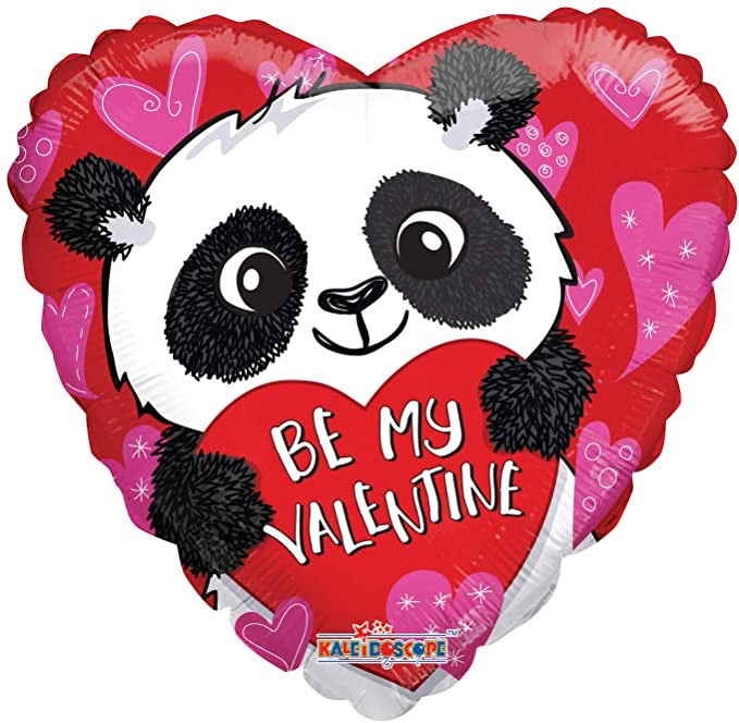 Be My Valentine Heart Shape Panda Helium Foil 18” Balloon