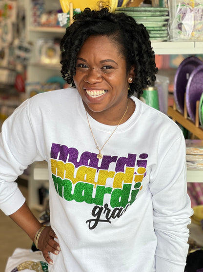 Mardi Gras Glitter Sweater