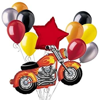 Harley motorcycle Balloon Bouquet Set with Red Star 12pc
