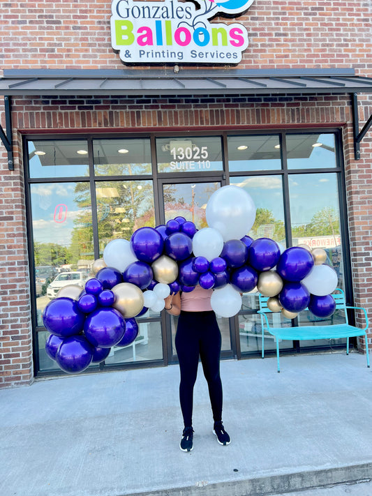 Purple, Gold & White Balloon GARLAND TO-GO (NO INSTALL)