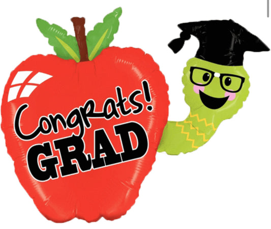 Giant Congrats Grad Graduation Bookworm Balloon*