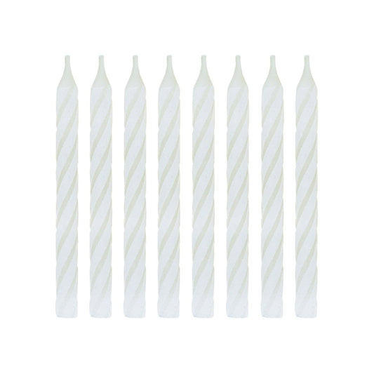 White and Glitter Spiral Birthday Candles 24ct