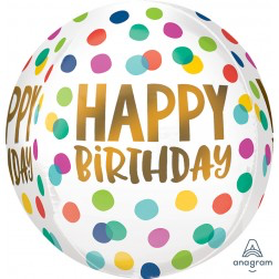 Birthday Dotted Orbz 16'' Balloon