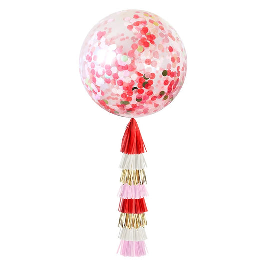 Giant Balloon with DIY Tassels - Red & Pink