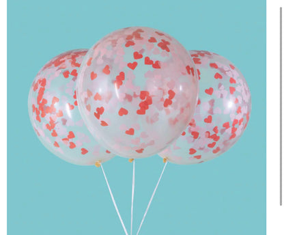 Heart Valentines Day Confetti Balloons, 5ct
