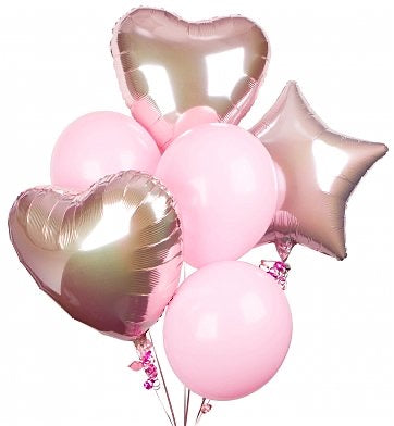 Pink Heart Love Bouquet, 6pc
