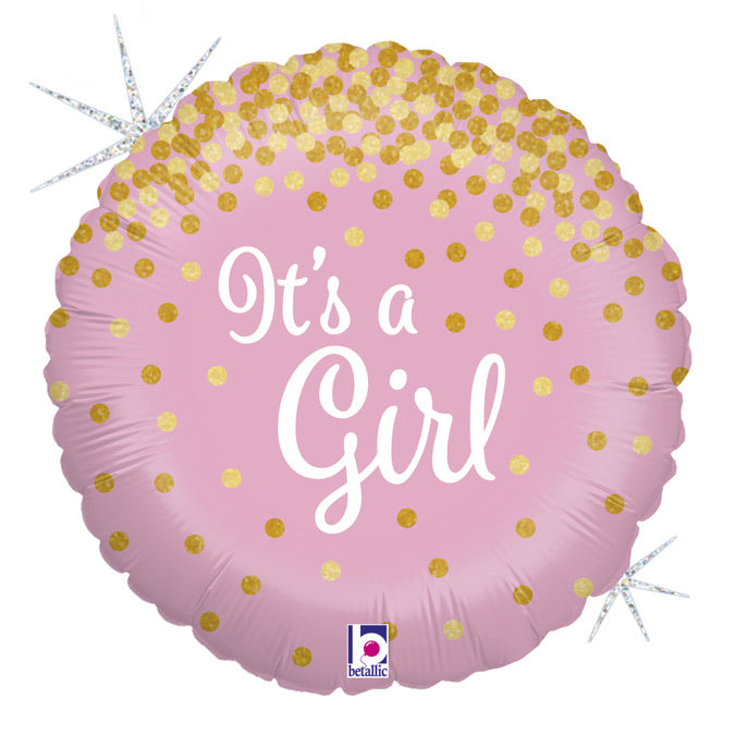 It’s a Girl Glitter Holographic Balloon