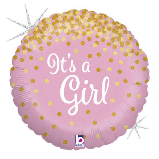 It’s a Girl Glitter Holographic Balloon