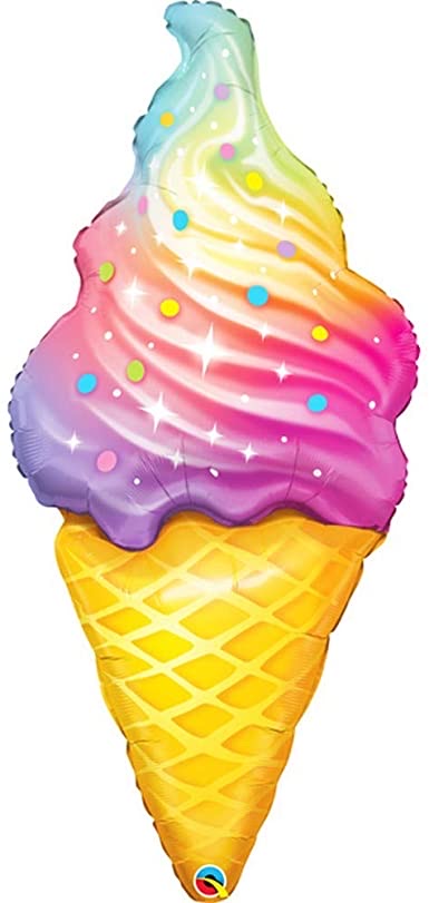 37 inch Rainbow Ice Cream Cone Balloon