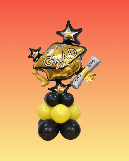 Custom Star Graduation Cap Centerpiece Balloon, 31in (Multiple Color Options)