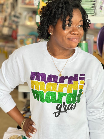 Mardi Gras Glitter Sweater