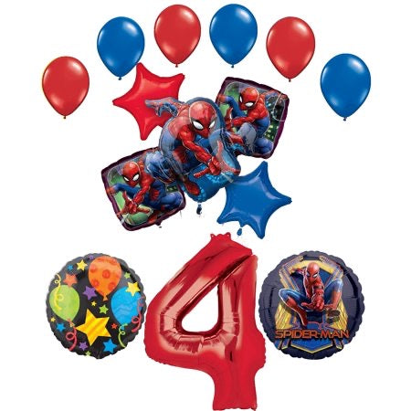 SpiderMan Party Supplies 4th Birthday Balloon Bouquet Decorations