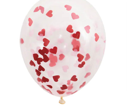 Heart Valentines Day Confetti Balloons, 5ct