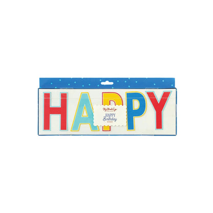 BLUE MULTICOLOR HAPPY BIRTHDAY BANNER