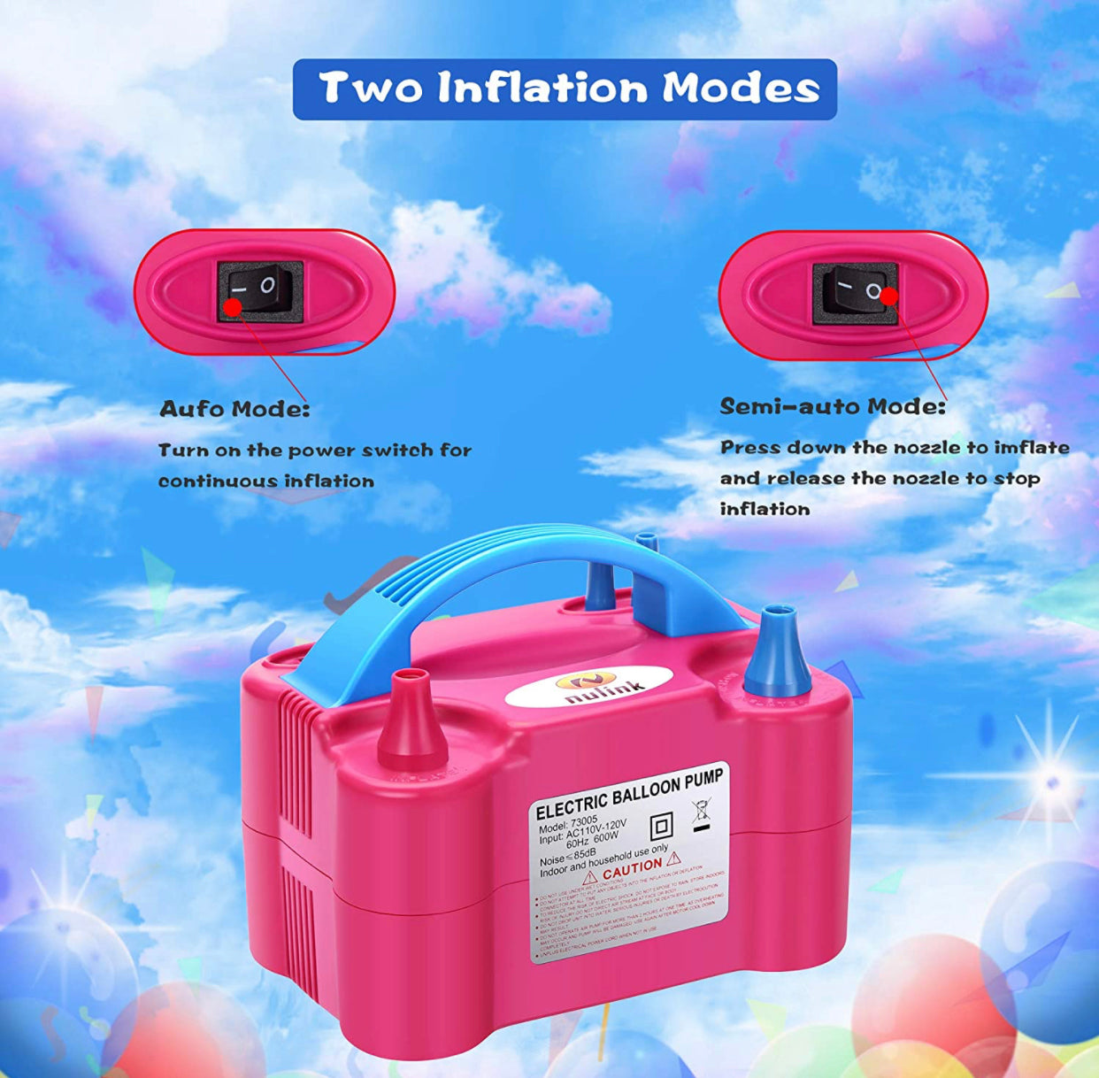 Electric Dual Nozzle Balloon Blower Pump
