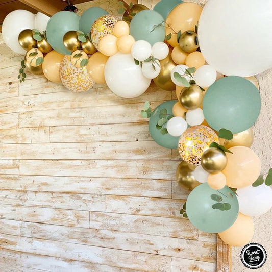 Sage Green White & Blush W/ Floral BALLOON GARLAND (TO GO NO INSTALL)