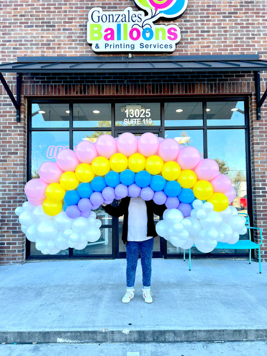 Rainbow Balloon Arch With Pot Gold Fringe