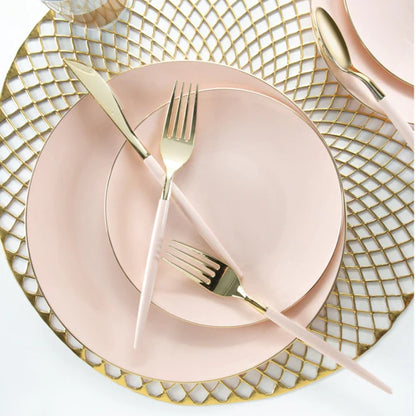 Blush • Gold Plastic Plates | 10 Pack