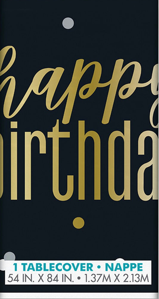 Metallic Happy Birthday Tablecloth