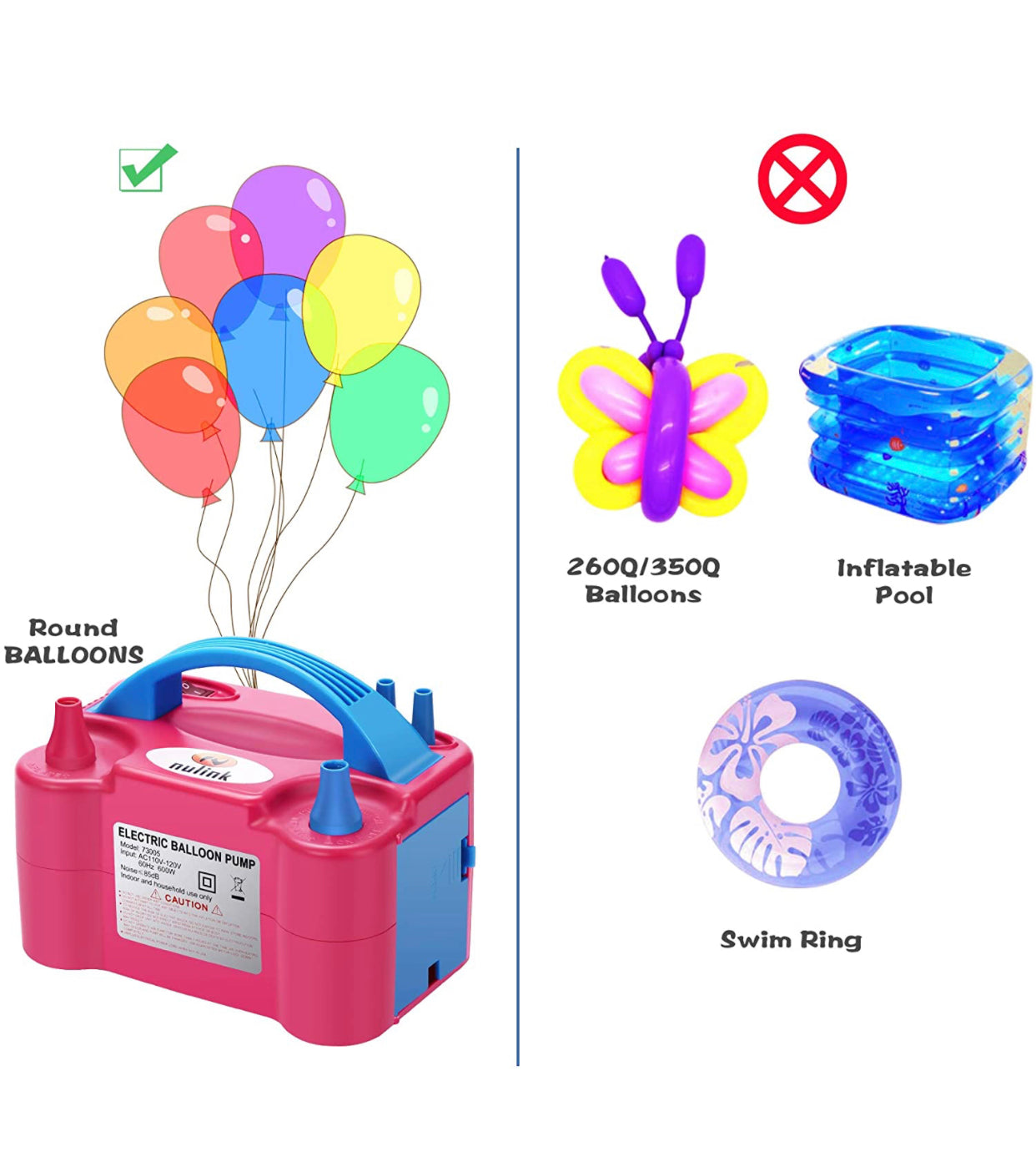 Electric Dual Nozzle Balloon Blower Pump