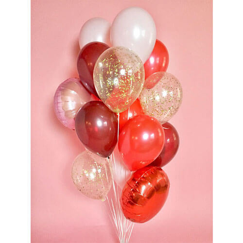 Red Gold Shimmer Balloon Bouquet