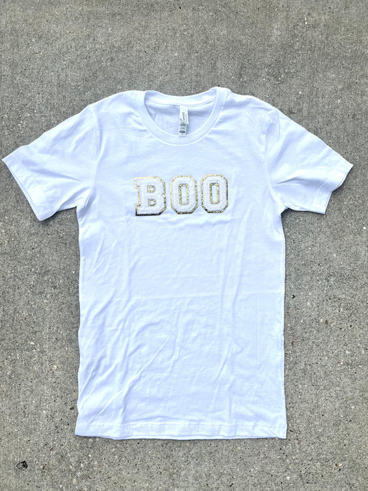 White Ghost Boo Chenille Shirt