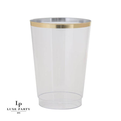 Luxe 12oz Clear Plastic • Gold Plastic Cups | 20 Cups