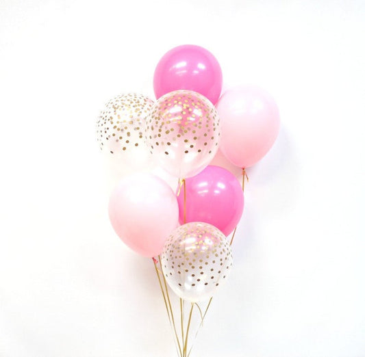 Pink and Gold Confetti Balloon- Pink Mix Balloons