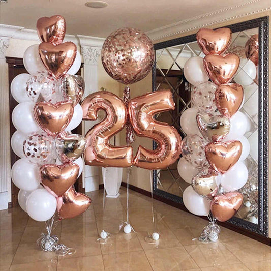 Rose Gold & White Age Birthday Grand Bouquet