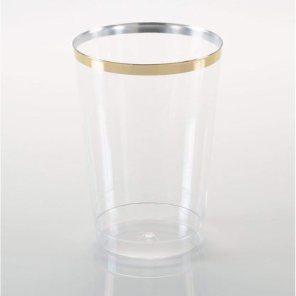 Luxe 9 Oz Clear Plastic • Gold Plastic Cups | 20 Cups