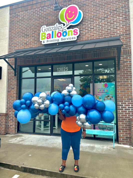 Blue & Silver  Balloon GARLAND TO-GO (NO INSTALL)