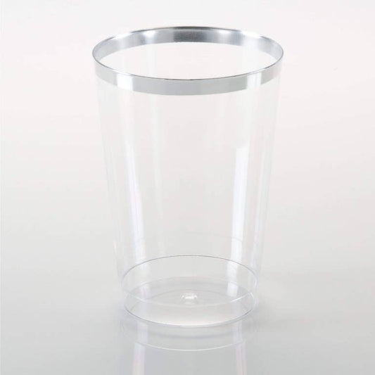 Laura Ashley 12 Oz Clear .Plastic • Silver Plastic Cups | 20 Cups
