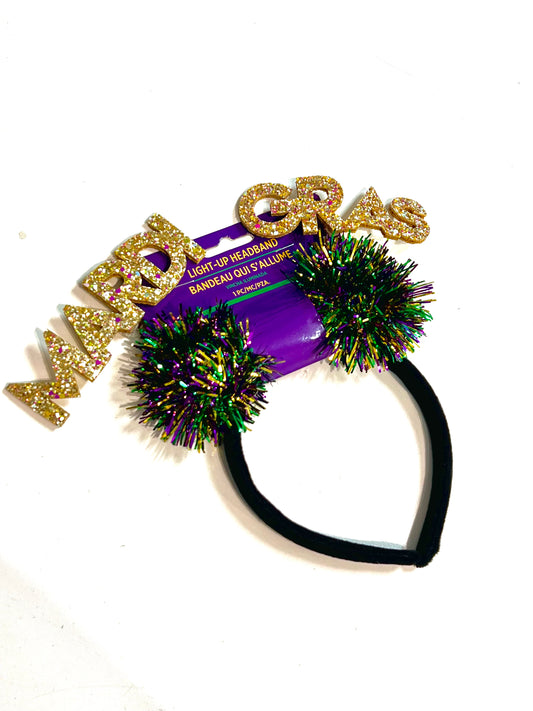 Mardi Gras Tinsel Light Up Headband*