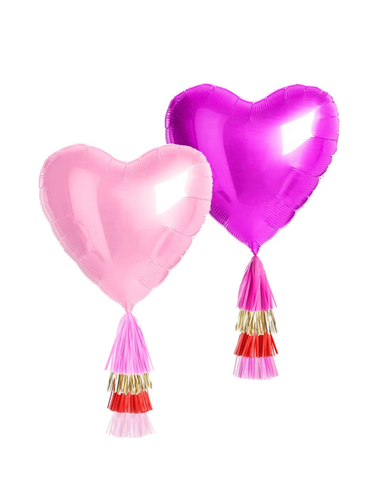 Giant Mylar Balloon with DIY Tassels - XO Heart