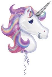Purple Rainbow Unicorn Balloon 33in x 29in - Giant