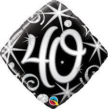 40TH BIRTHDAY ELEGANT SPARKLES & SWIRLS DIAMOND BALLOON