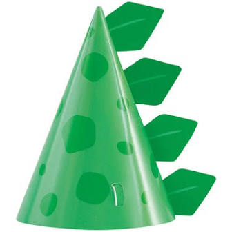 Green Dinosaur Party Hats, 8ct