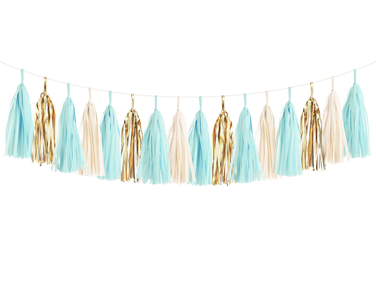 Tassel Garland DIY Kit - Light Blue & Gold
